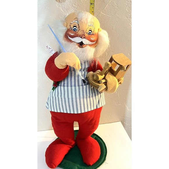 Annalee Santa Doll 1981 With Wooden Train Paint Brush Has Tag Perfect Shape 18” - Picture 12 of 13